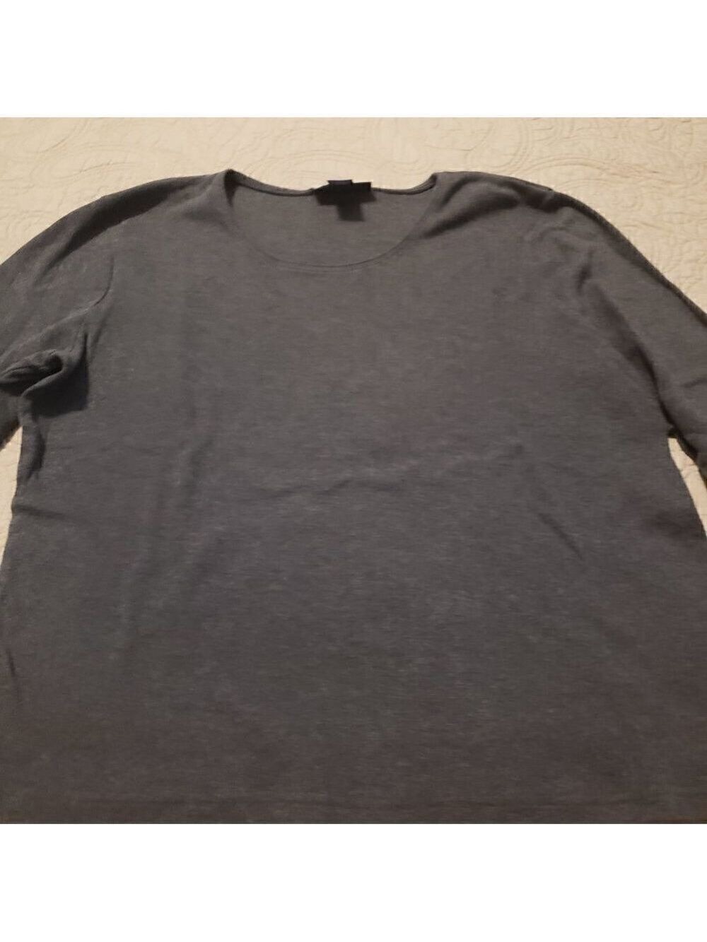 Karen Scott Charcoal Gray Long Sleeeve T-Shirt